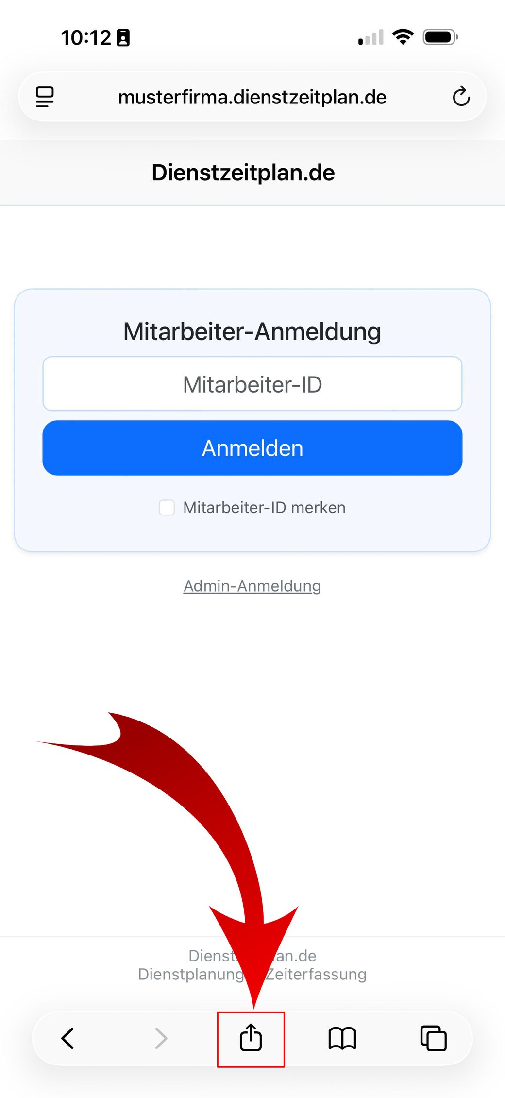 Schritt 2: Teilen-Symbol in Safari